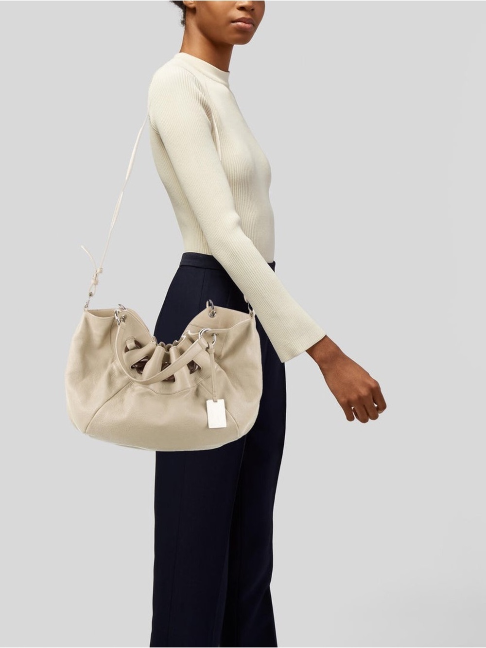 Furla Neutral Beige Leather Shoulder Bag for Women